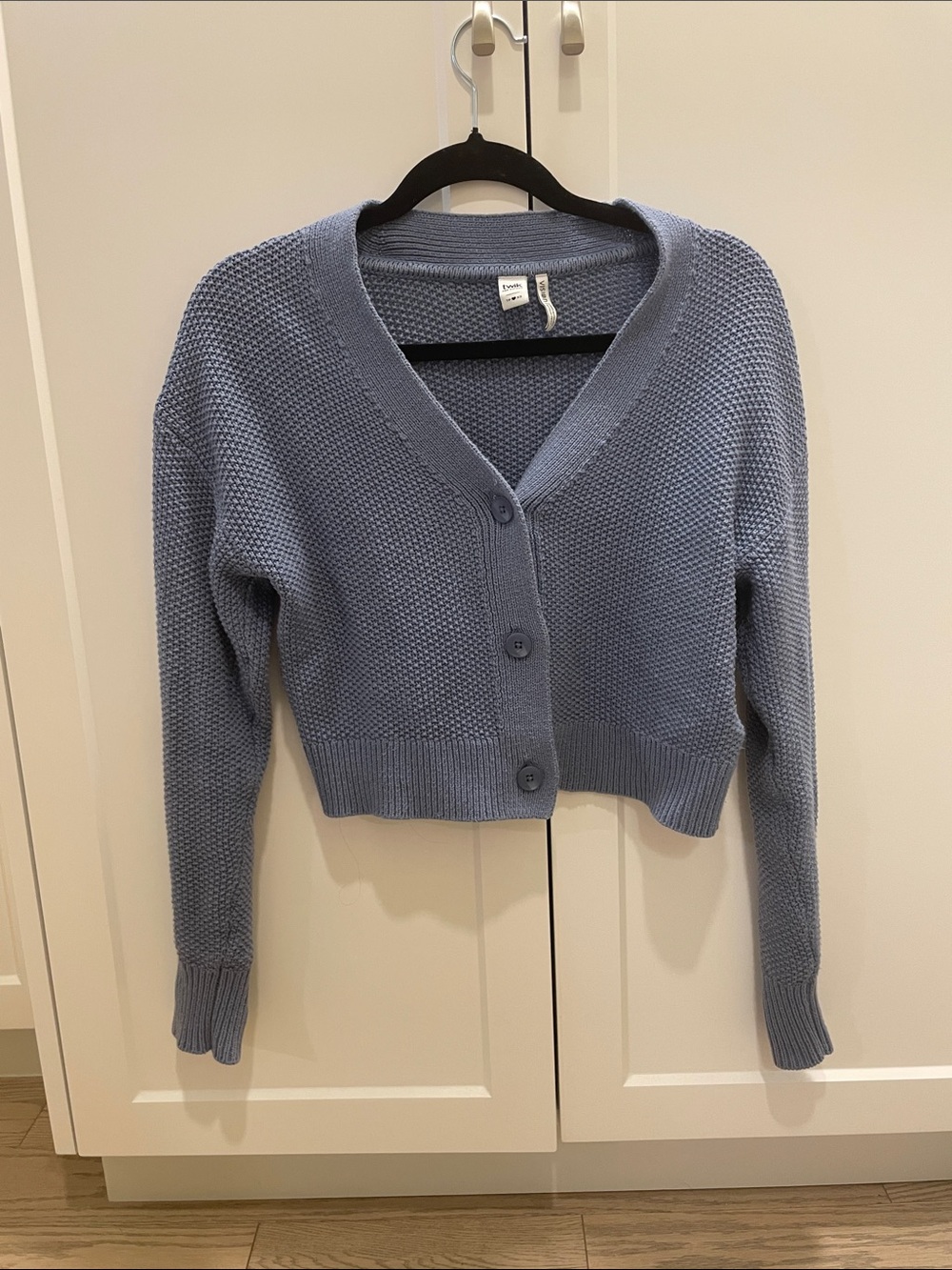 Simons Dusty Blue Button-Front V-Neck Cardigan